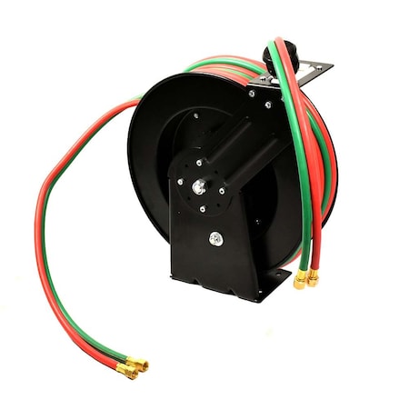 Interstate Pneumatics 1/4 Inch x 50FT Steel Retractable, Grade R, Rubber Twin Welding Hose HWR-1450R